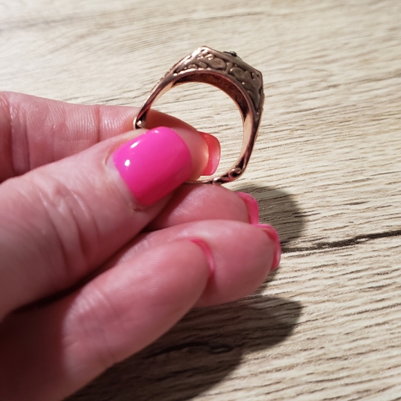 Men's 14k Rose Gold Plated White Sapphire ring - Picture 5 of 15